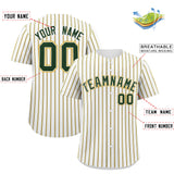 Custom White Green Tricolor Stripe Fashion Authentic Baseball Jersey