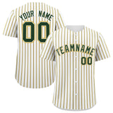 Custom White Green Tricolor Stripe Fashion Authentic Baseball Jersey