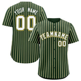 Custom Green Gold Tricolor Stripe Fashion Authentic Baseball Jersey
