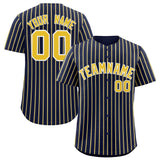 Custom Navy White Tricolor Stripe Fashion Authentic Baseball Jersey
