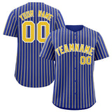 Custom Royal White Tricolor Stripe Fashion Authentic Baseball Jersey