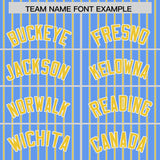 Custom Powder Blue White Tricolor Stripe Fashion Authentic Baseball Jersey