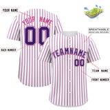 Custom White Purple Tricolor Stripe Fashion Authentic Baseball Jersey