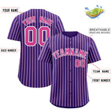 Custom Purple White Tricolor Stripe Fashion Authentic Baseball Jersey