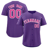 Custom Purple White Tricolor Stripe Fashion Authentic Baseball Jersey