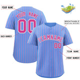 Custom Powder Blue White Tricolor Stripe Fashion Authentic Baseball Jersey
