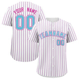 Custom White Sky Blue Tricolor Stripe Fashion Authentic Baseball Jersey