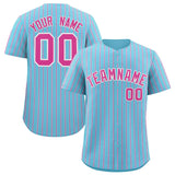 Custom Sky Blue White Tricolor Stripe Fashion Authentic Baseball Jersey