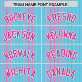 Custom Sky Blue White Tricolor Stripe Fashion Authentic Baseball Jersey