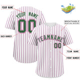 Custom White Kelly Green Tricolor Stripe Fashion Authentic Baseball Jersey