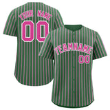 Custom Kelly Green White Tricolor Stripe Fashion Authentic Baseball Jersey
