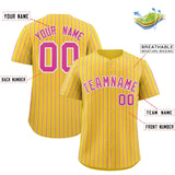Custom Gold White Tricolor Stripe Fashion Authentic Baseball Jersey