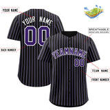 Custom Black White Tricolor Stripe Fashion Authentic Baseball Jersey