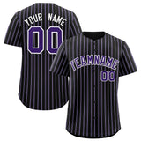 Custom Black White Tricolor Stripe Fashion Authentic Baseball Jersey