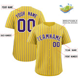 Custom Gold White Tricolor Stripe Fashion Authentic Baseball Jersey