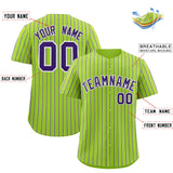 Custom Neon Green White Tricolor Stripe Fashion Authentic Baseball Jersey