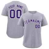 Custom Gray White Tricolor Stripe Fashion Authentic Baseball Jersey