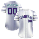 Custom White Aqua Tricolor Stripe Fashion Authentic Baseball Jersey