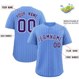 Custom Powder Blue White Tricolor Stripe Fashion Authentic Baseball Jersey
