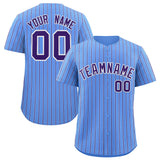 Custom Powder Blue White Tricolor Stripe Fashion Authentic Baseball Jersey