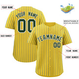 Custom Gold White Tricolor Stripe Fashion Authentic Baseball Jersey