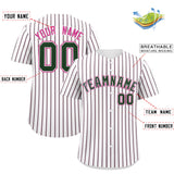 Custom White Pink Tricolor Stripe Fashion Authentic Baseball Jersey