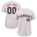 Custom White Pink Tricolor Stripe Fashion Authentic Baseball Jersey