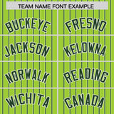 Custom Neon Green White Tricolor Stripe Fashion Authentic Baseball Jersey