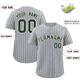 Custom Gray White Tricolor Stripe Fashion Authentic Baseball Jersey
