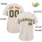 Custom White Kelly Green Tricolor Stripe Fashion Authentic Baseball Jersey