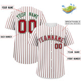 Custom White Kelly Green Tricolor Stripe Fashion Authentic Baseball Jersey