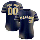 Custom Navy White Tricolor Stripe Fashion Authentic Baseball Jersey