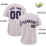 Custom White Navy Tricolor Stripe Fashion Authentic Baseball Jersey