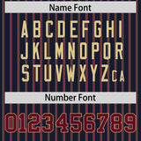 Custom Navy Khaki Tricolor Stripe Fashion Authentic Baseball Jersey