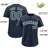 Custom Navy White Tricolor Stripe Fashion Authentic Baseball Jersey