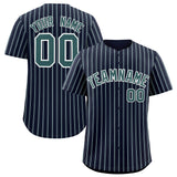 Custom Navy White Tricolor Stripe Fashion Authentic Baseball Jersey