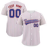 Custom White Royal Tricolor Stripe Fashion Authentic Baseball Jersey