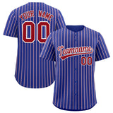 Custom Royal White Tricolor Stripe Fashion Authentic Baseball Jersey