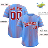 Custom Powder Blue White Tricolor Stripe Fashion Authentic Baseball Jersey