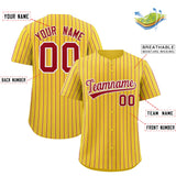 Custom Gold White Tricolor Stripe Fashion Authentic Baseball Jersey