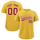 Custom Gold White Tricolor Stripe Fashion Authentic Baseball Jersey