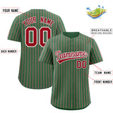 Custom Kelly Green White Tricolor Stripe Fashion Authentic Baseball Jersey