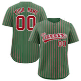 Custom Kelly Green White Tricolor Stripe Fashion Authentic Baseball Jersey