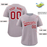 Custom Gray White Tricolor Stripe Fashion Authentic Baseball Jersey