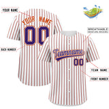 Custom White Purple Tricolor Stripe Fashion Authentic Baseball Jersey