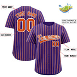 Custom Purple White Tricolor Stripe Fashion Authentic Baseball Jersey