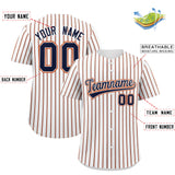 Custom White Navy Tricolor Stripe Fashion Authentic Baseball Jersey