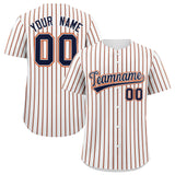 Custom White Navy Tricolor Stripe Fashion Authentic Baseball Jersey