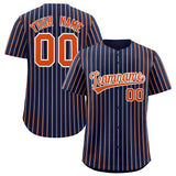 Custom Navy White Tricolor Stripe Fashion Authentic Baseball Jersey