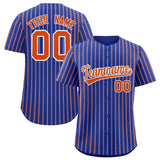 Custom Royal White Tricolor Stripe Fashion Authentic Baseball Jersey